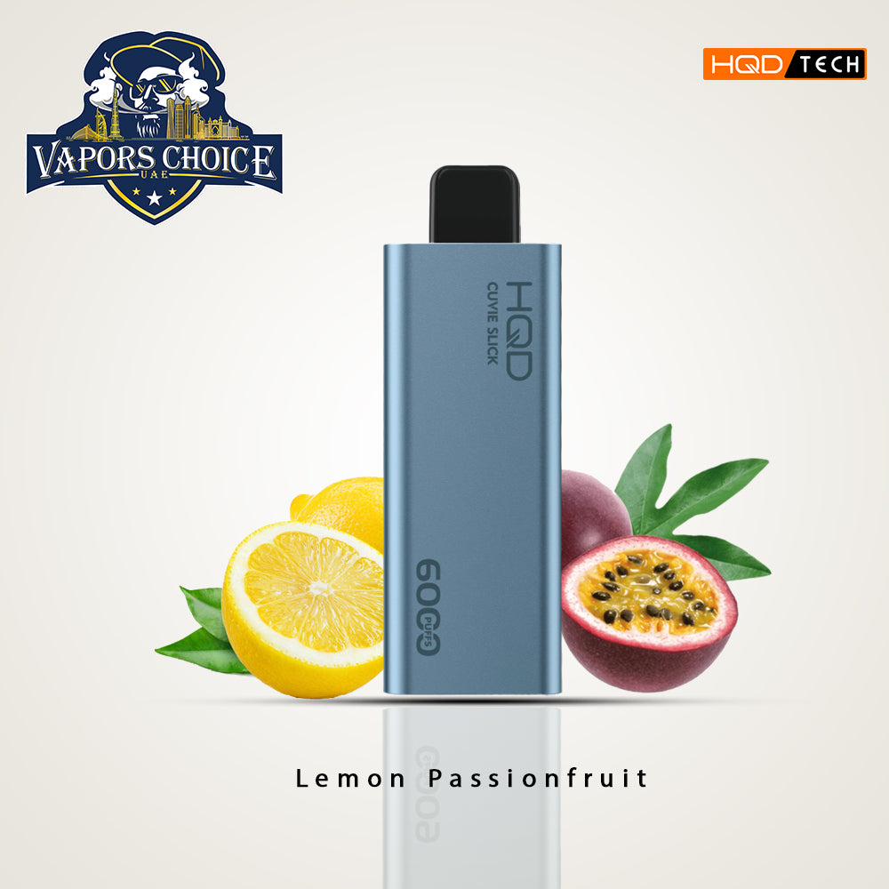 HQD CUVIE SLICK (50mg & 0mg) 6000 PUFFS - DISPOSABLE VAPE Lemon Passionfruit UAE Al Ain & Abu Dhabi
